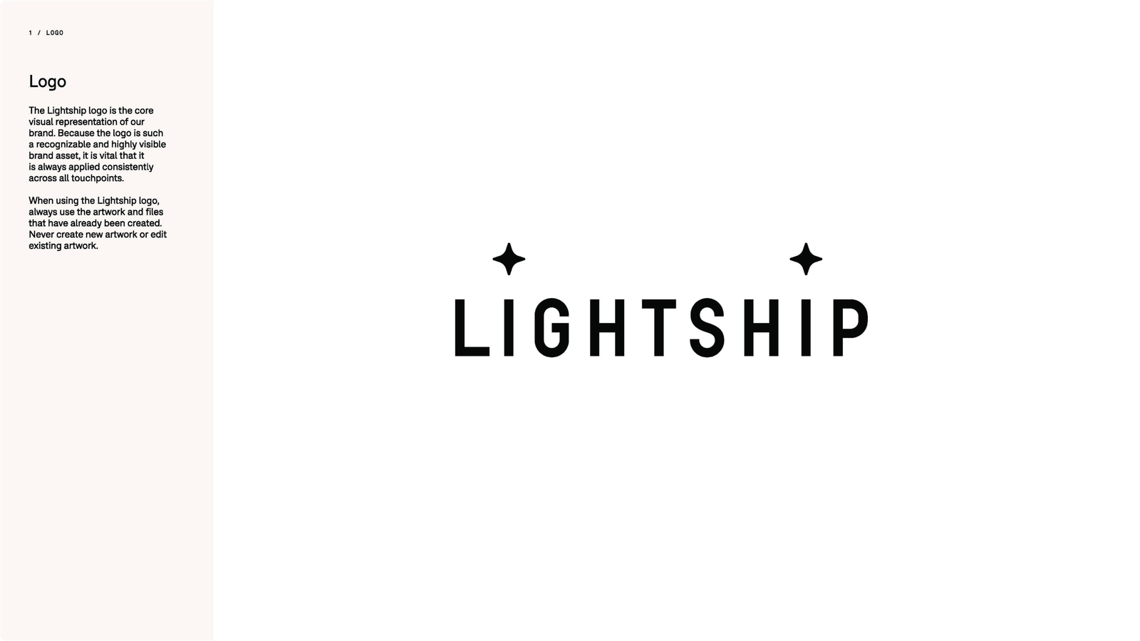 Lightship wordmark with a guiding star above each of the two I letters, shown in the original identity guidelines.