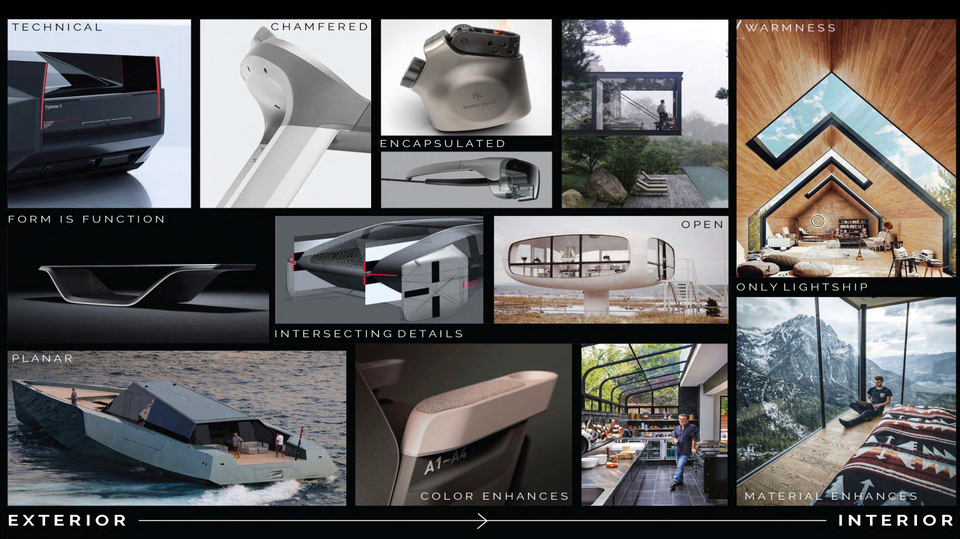 Lightship design principles connecting technical, chamfered and planar exterior forms with open architecture, warm interiors and considered materials.