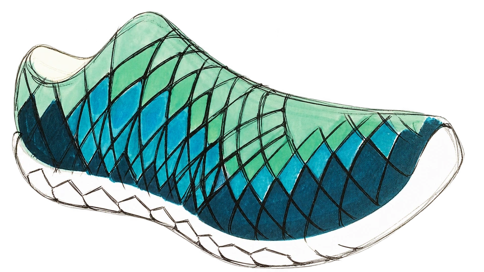 Cyan knit and flex-groove concept