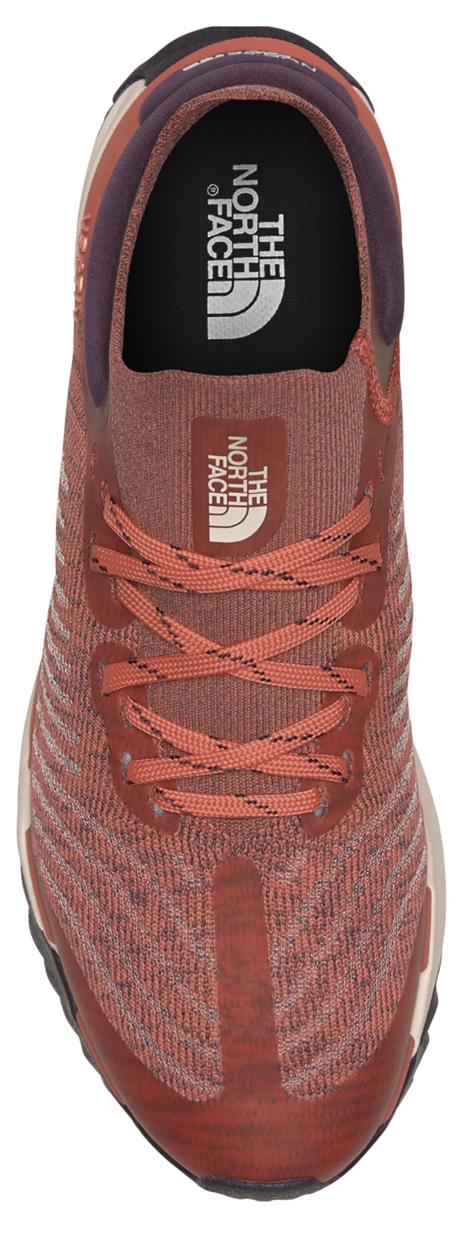 Escape Trail Knit from above, showing the coral knitted upper.