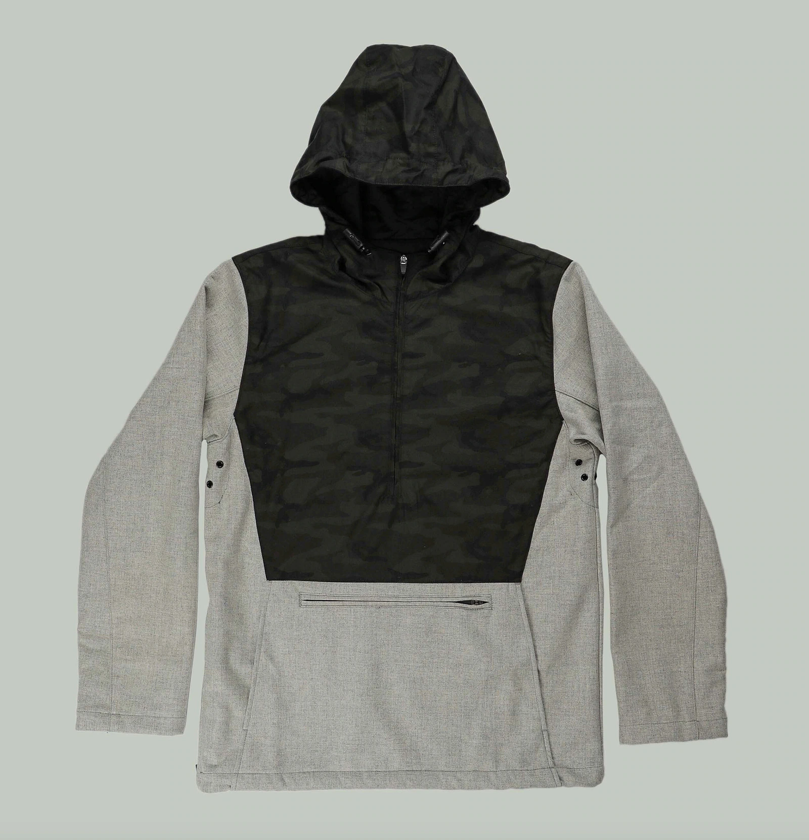 Terrascout grey and black technical anorak shown flat against a neutral background.